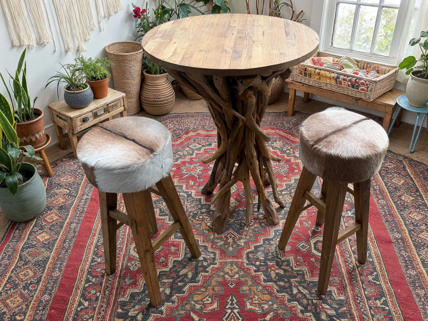 Baka Bar Set | Two Stools-Garden Furniture Centre-Root,Indoor Dining,MidInstock,instock,MidRange,Outdoor Furniture,Teak Garden Furniture,Reclaimed Furniture,Bars & Bar Sets-{collection_title}