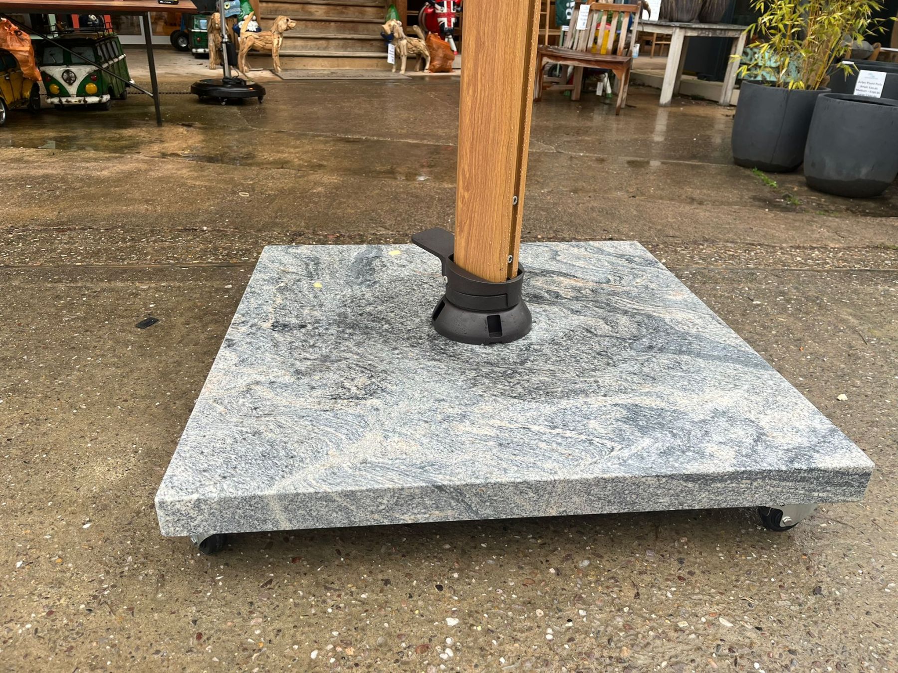 Cloud Grey Granite Base with Wheels | Cantilever Parasols