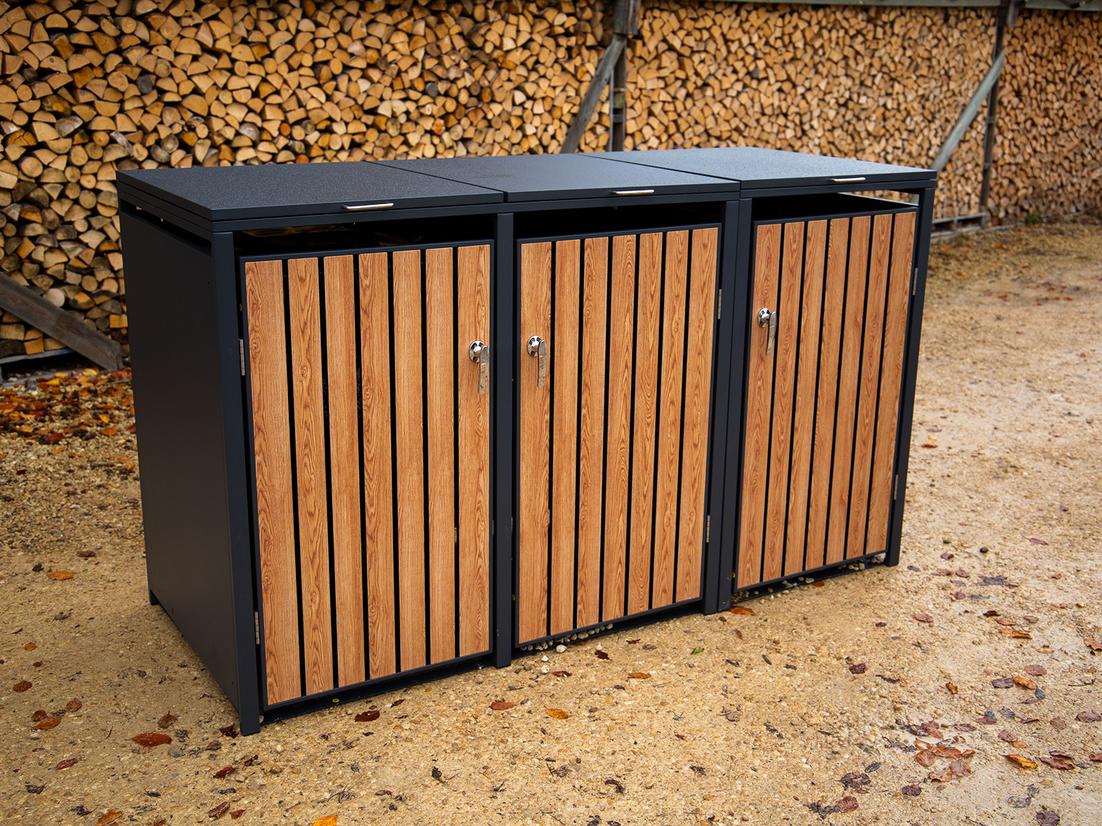 Galvanized Steel Wheelie Bin Cover | Triple