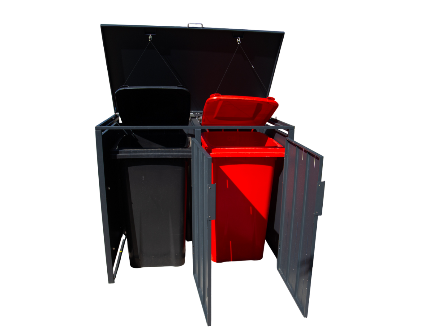 Grey Wood Galvanized Steel Wheelie Bin Cover | Double