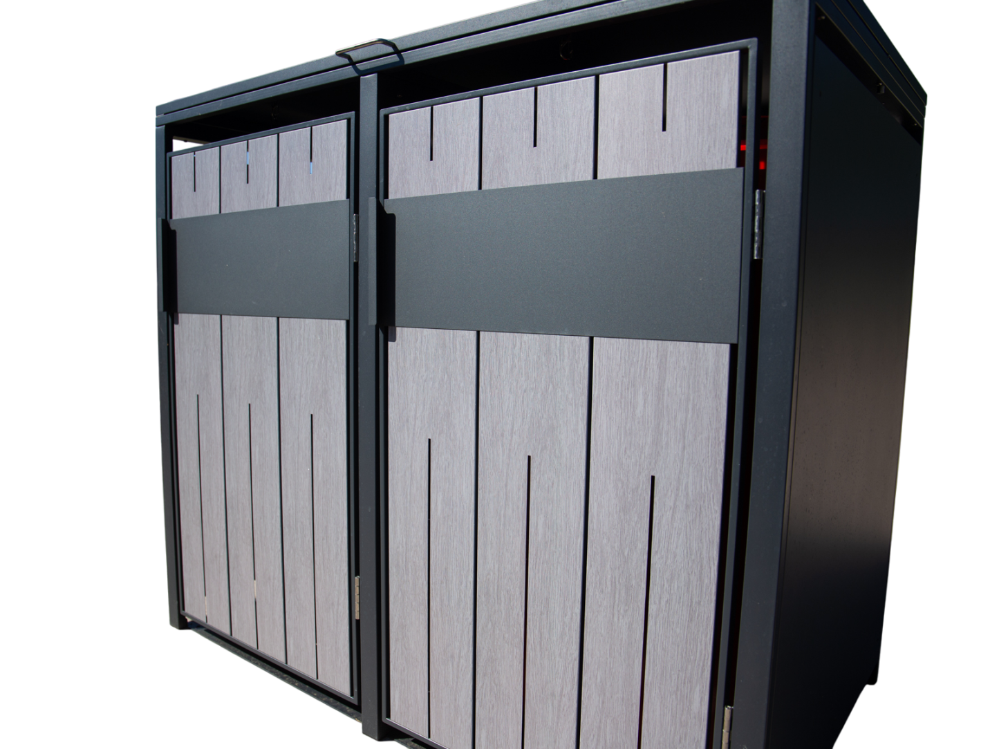 Grey Wood Galvanized Steel Wheelie Bin Cover | Double