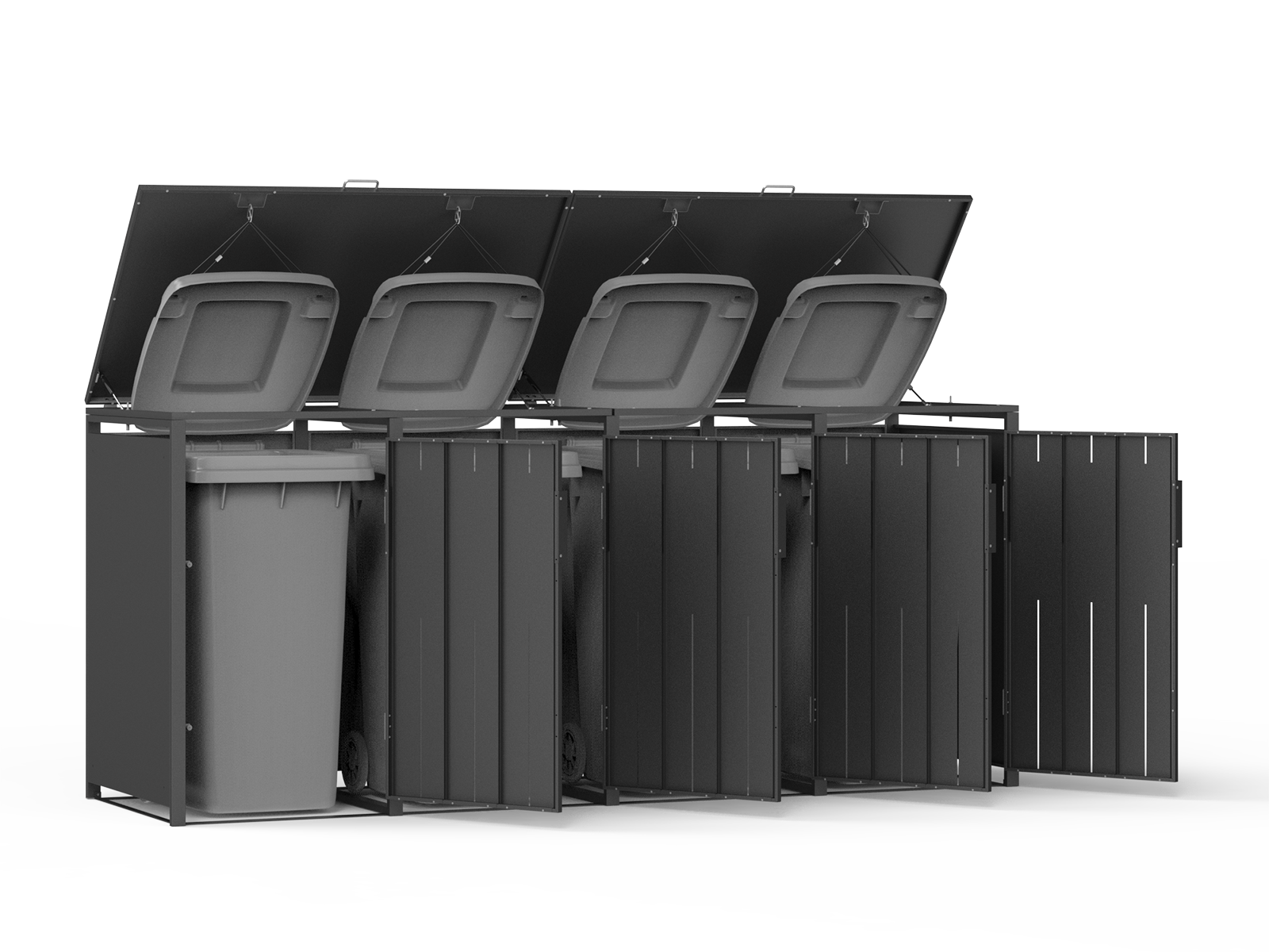 Grey Wood Effect Galvanized Steel Wheelie Bin Cover | Quad