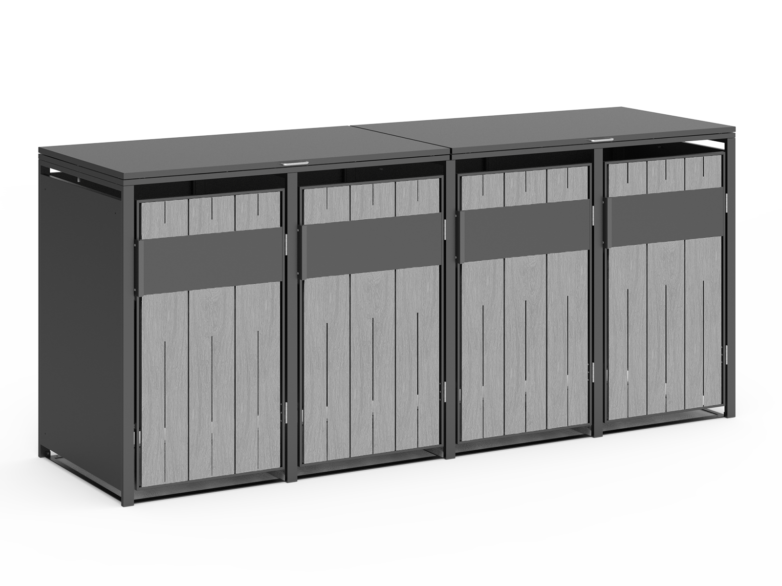 Grey Wood Effect Galvanized Steel Wheelie Bin Cover | Quad