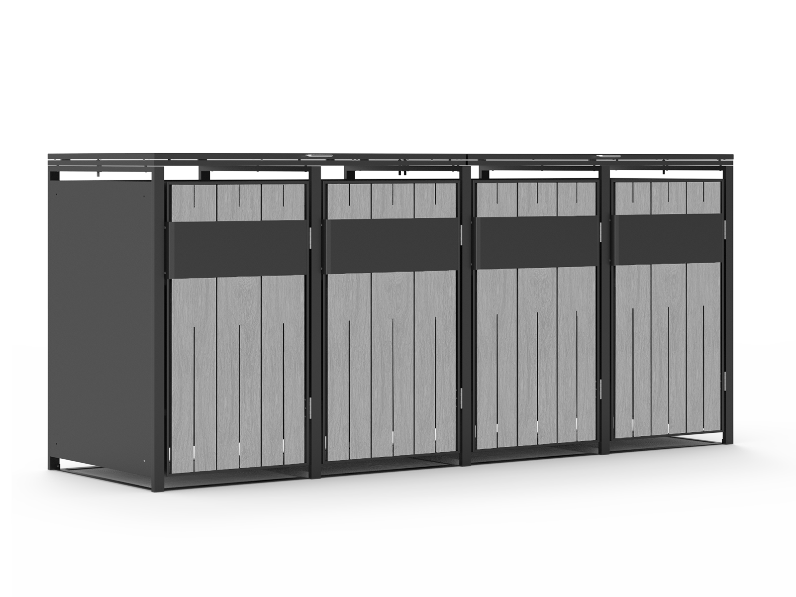 Grey Wood Effect Galvanized Steel Wheelie Bin Cover | Quad