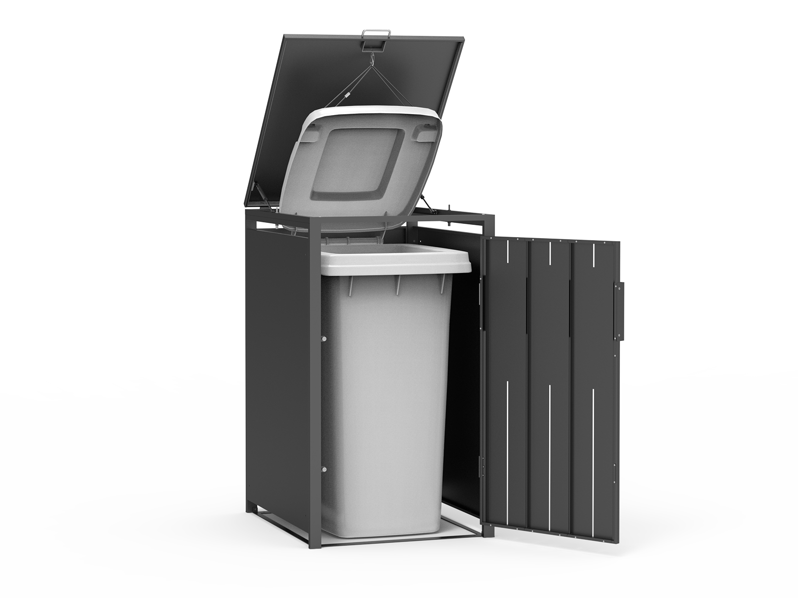 Grey Wood Effect Galvanized Steel Wheelie Bin Storage | Single-Garden Furniture Centre-MidRange,Wheelie Bin Covers,Wheelie Bin Storage,Top Opening,grey wood effect-{collection_title}