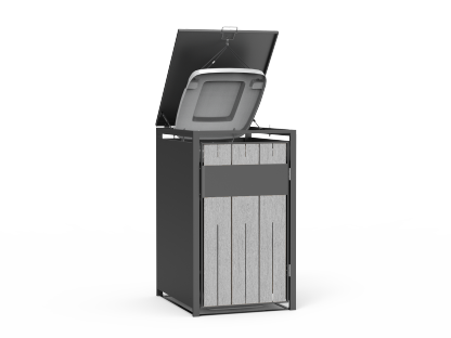 Grey Wood Effect Galvanized Steel Wheelie Bin Cover | Single