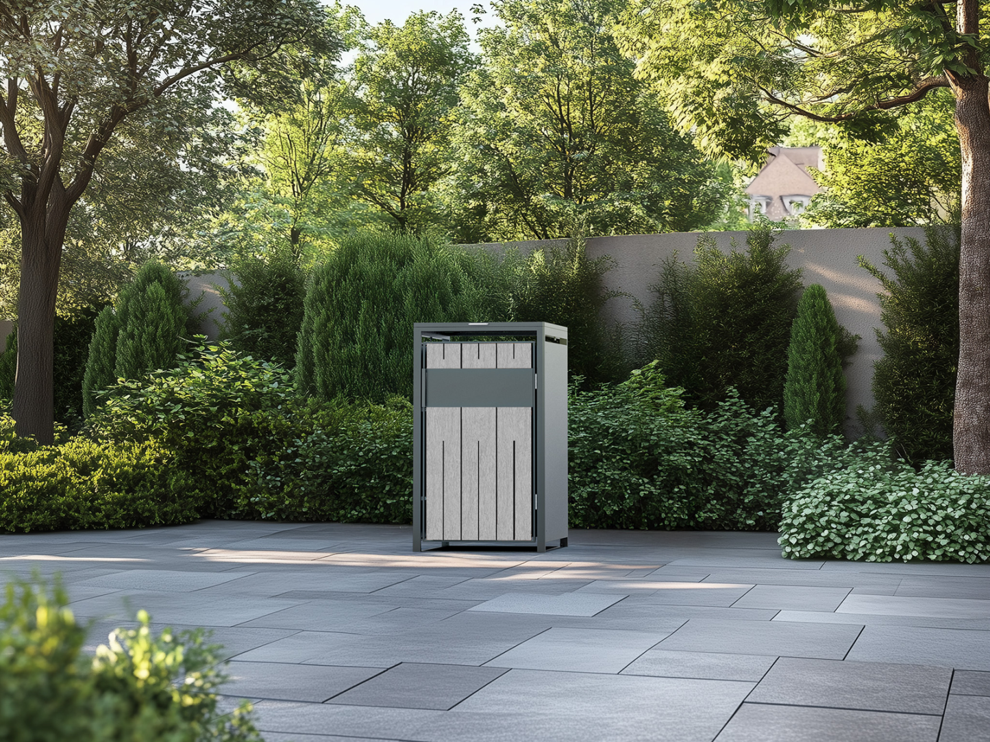 Grey Wood Effect Galvanized Steel Wheelie Bin Cover | Single
