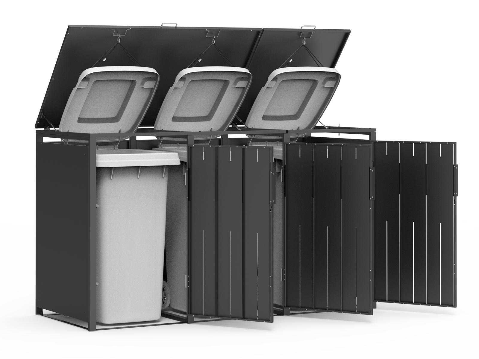 Grey Wood Effect Galvanized Steel Wheelie Bin Cover | Triple