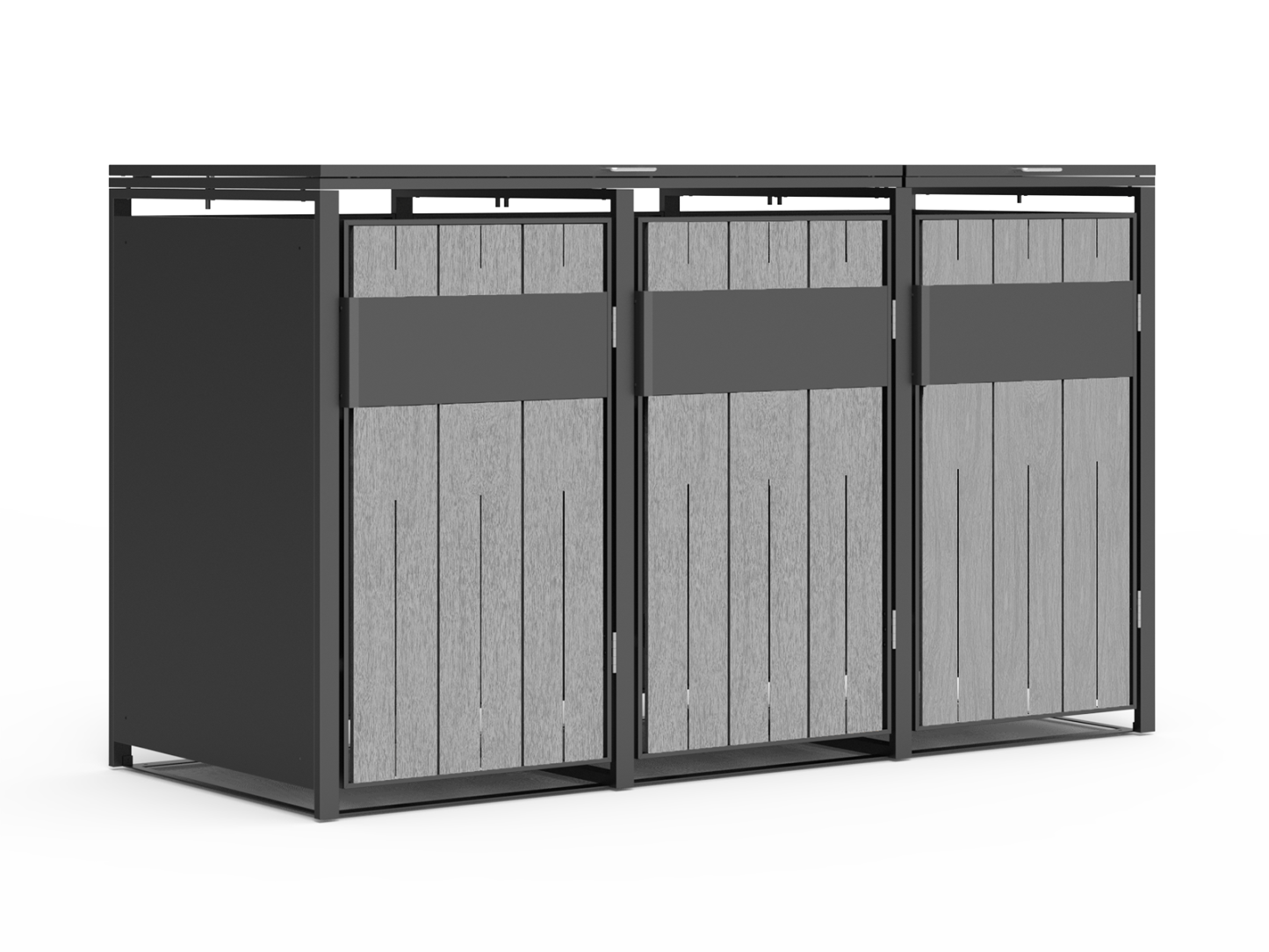 Grey Wood Effect Galvanized Steel Wheelie Bin Cover | Triple