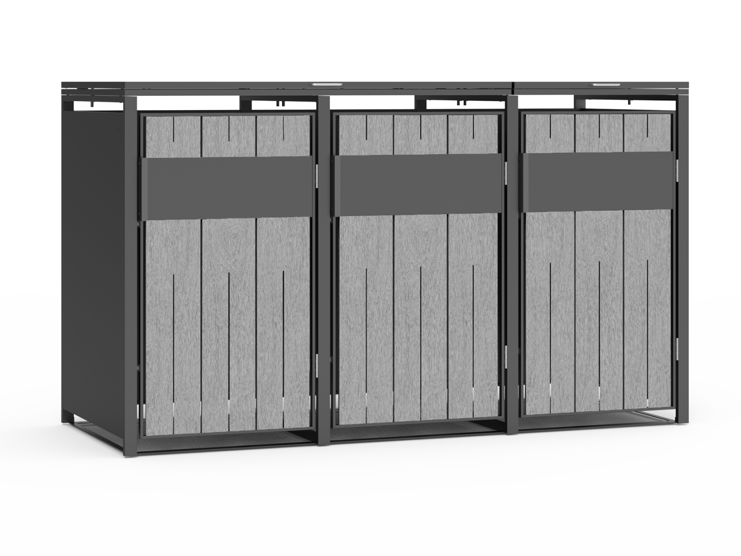 Grey Wood Effect Galvanized Steel Wheelie Bin Cover | Triple
