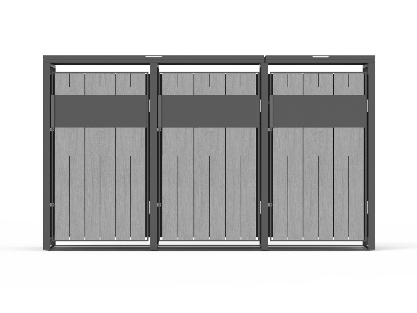 Grey Wood Effect Galvanized Steel Wheelie Bin Cover | Triple