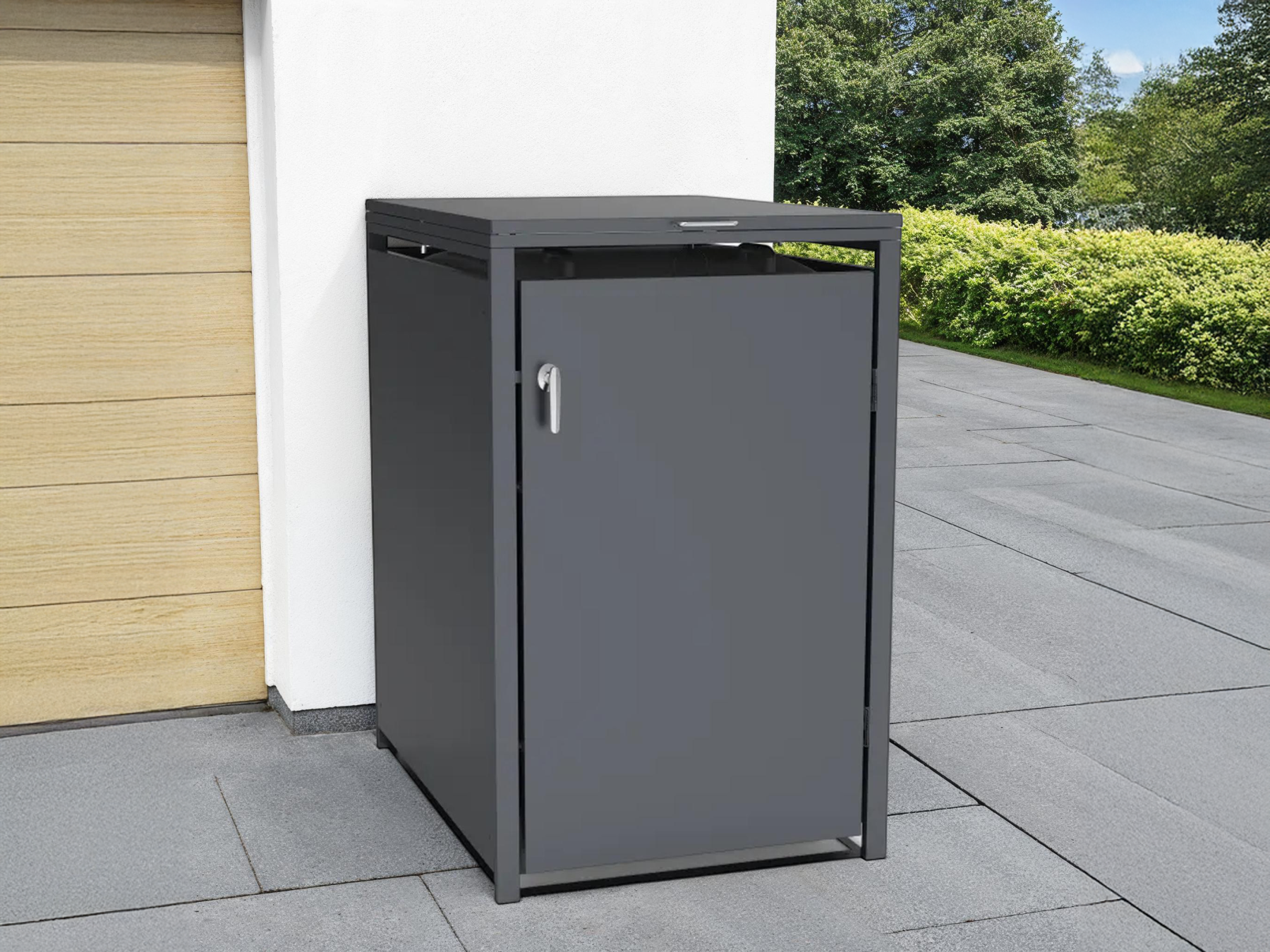 Anthracite 360L Solid Panel Single Wheelie Bin Storage-Garden Furniture Centre-MidInstock,instock,MidRange,Top Opening,Solid,Outdoor Storage,Accessories,Anthracite,Wheelie Bin Storage,Wheelie Bin Covers,single-{collection_title}