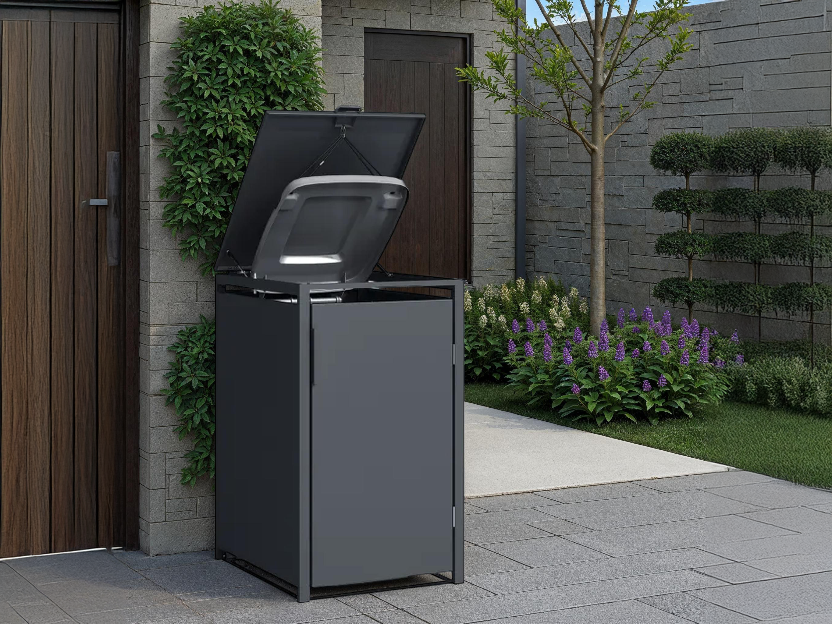  Anthracite Single Solid Panel Wheelie Bin Storage