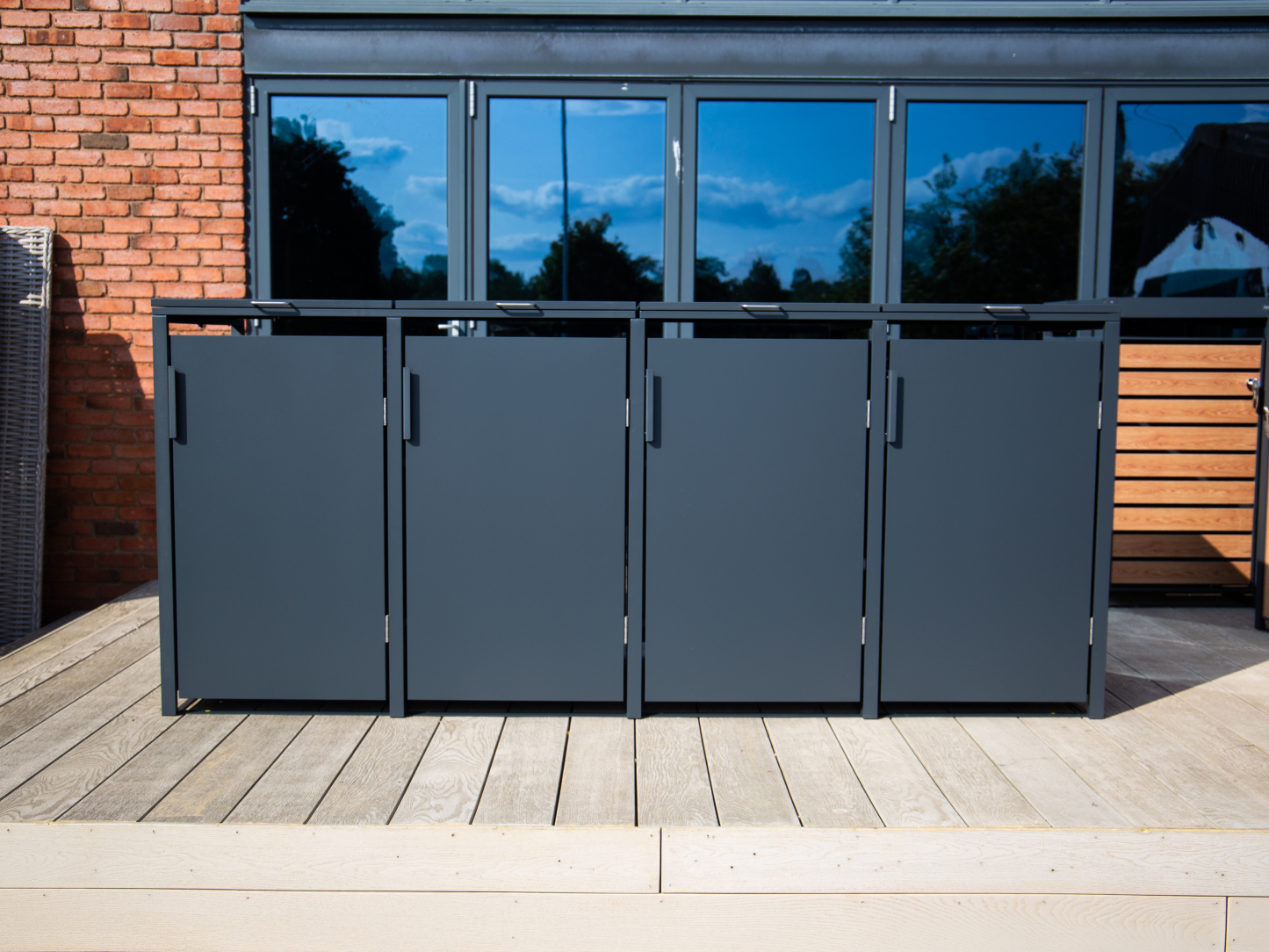 Anthracite Quad Solid Panel Wheelie Bin Storage