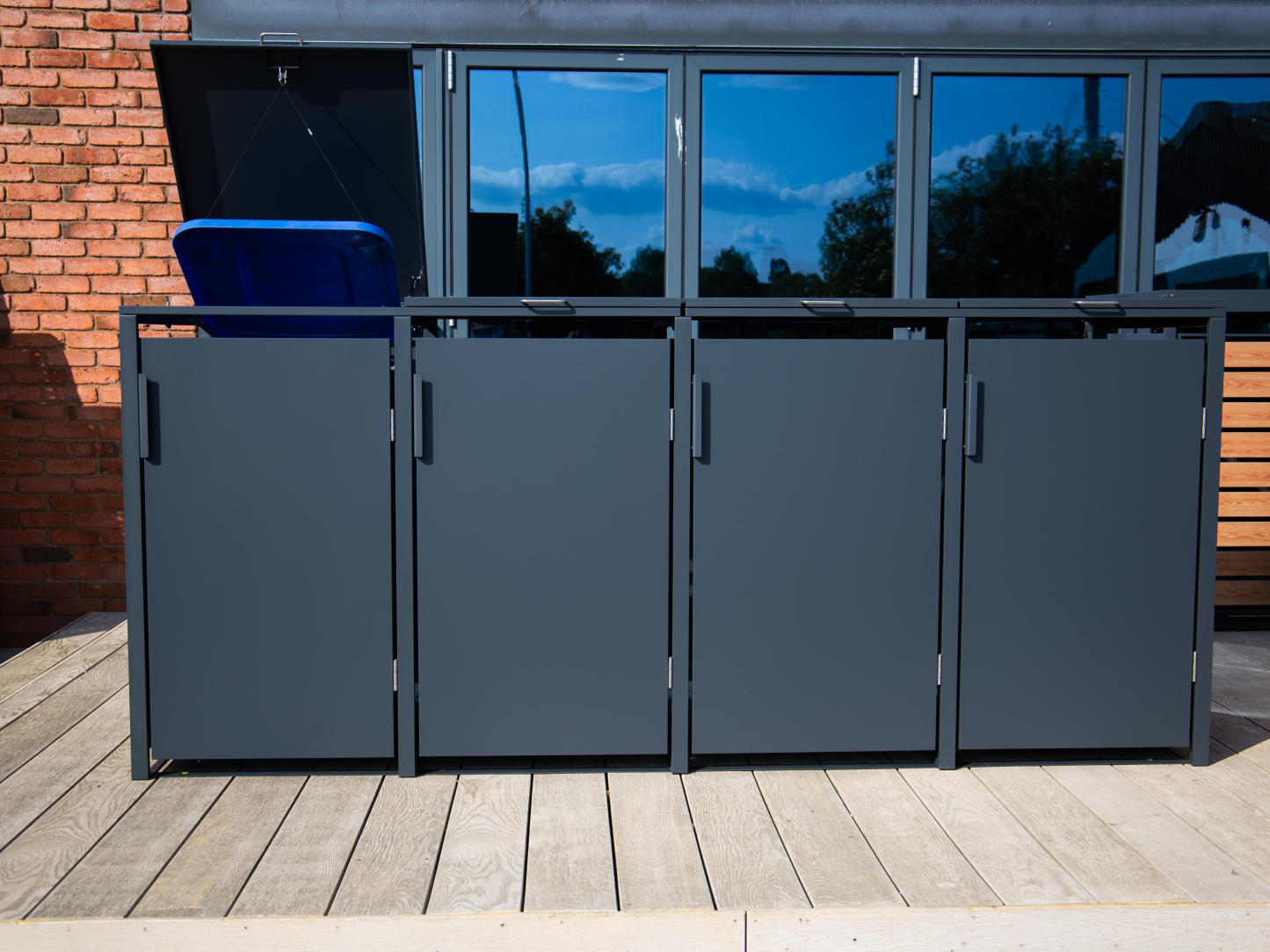 Anthracite Quad Solid Panel Wheelie Bin Storage