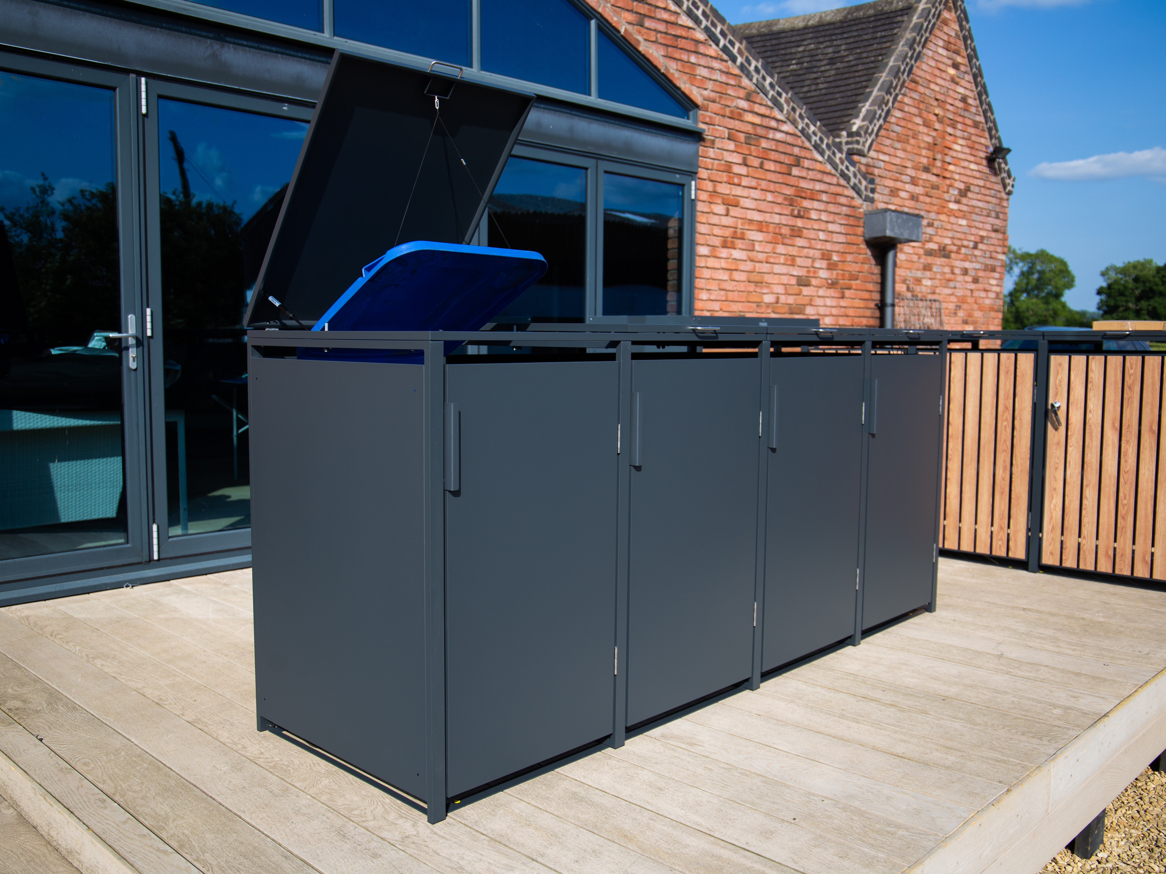 Anthracite Quad Solid Panel Wheelie Bin Storage