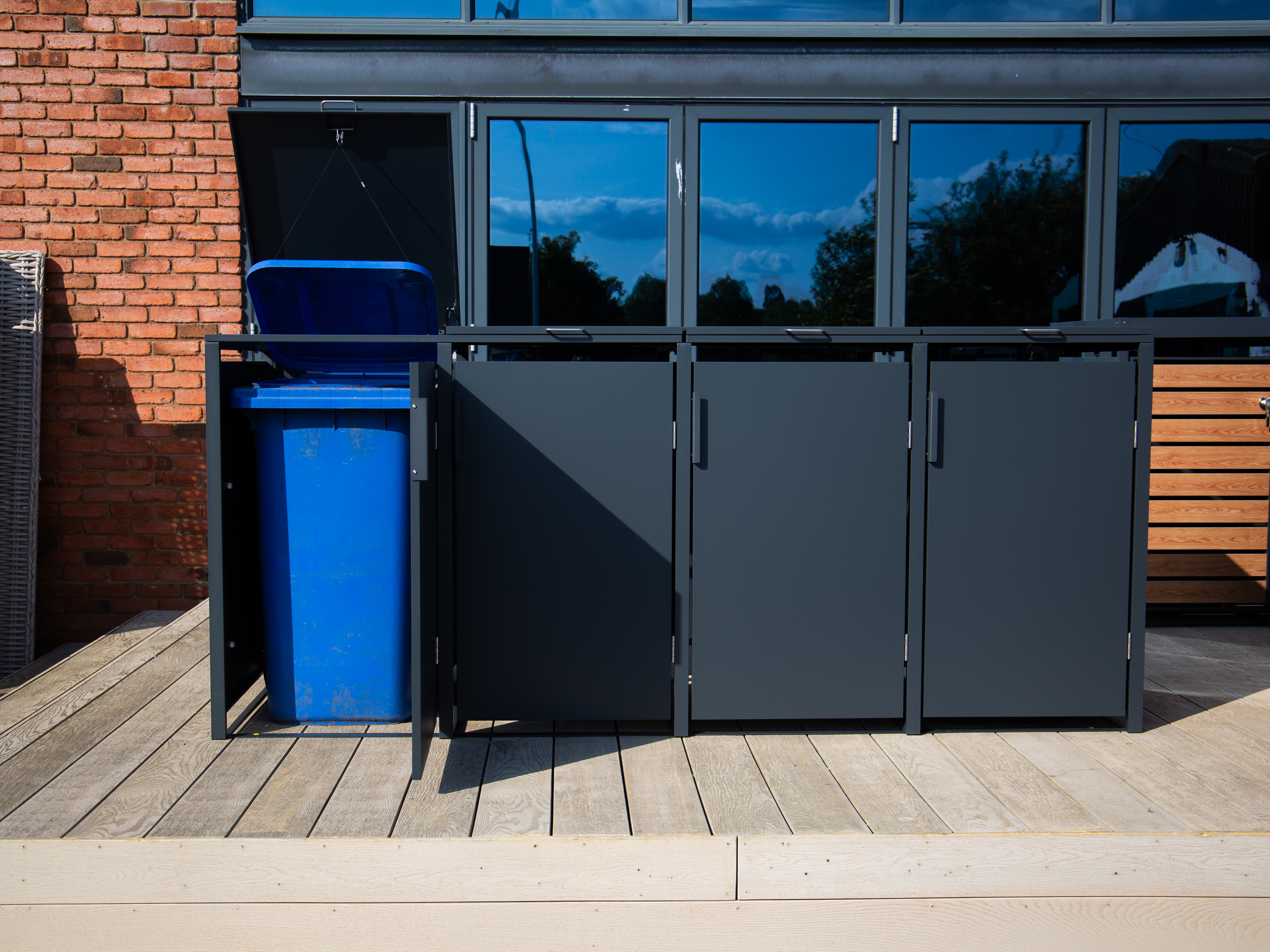 Anthracite Quad Solid Panel Wheelie Bin Storage