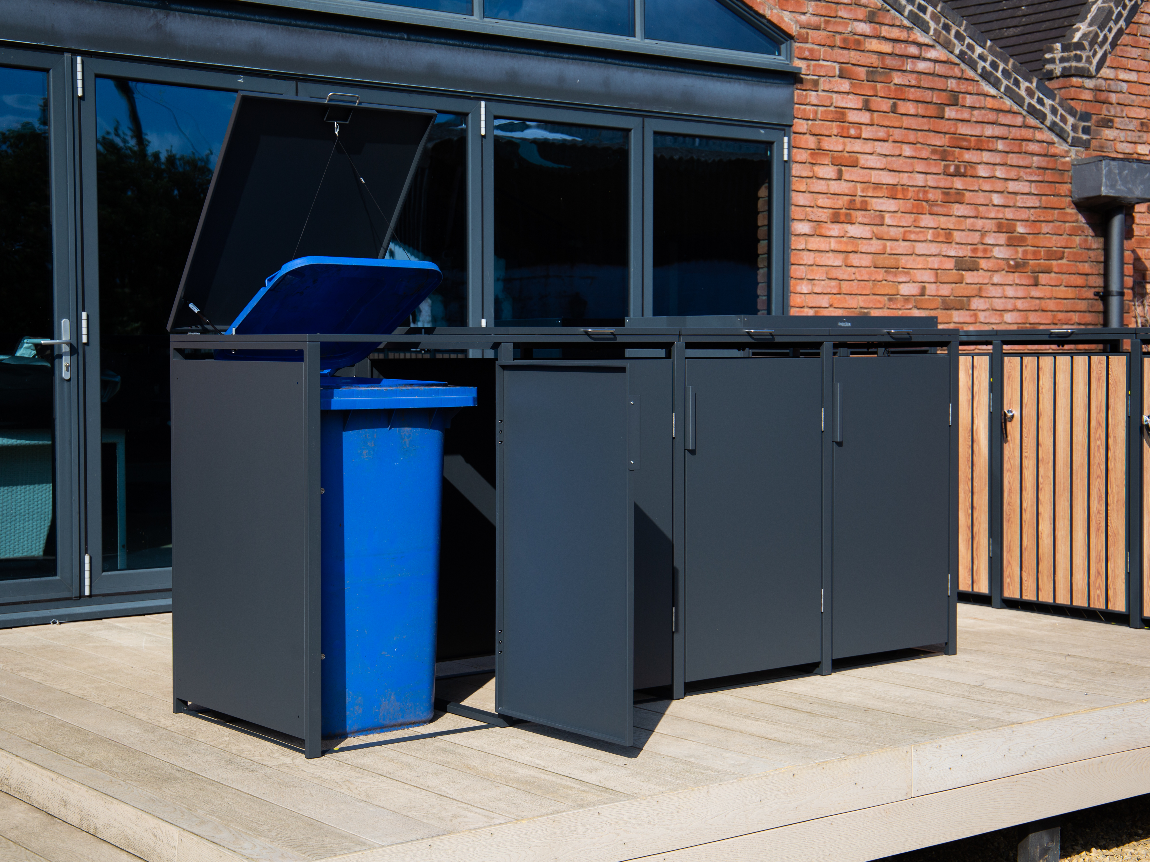 Anthracite Quad Solid Panel Wheelie Bin Storage