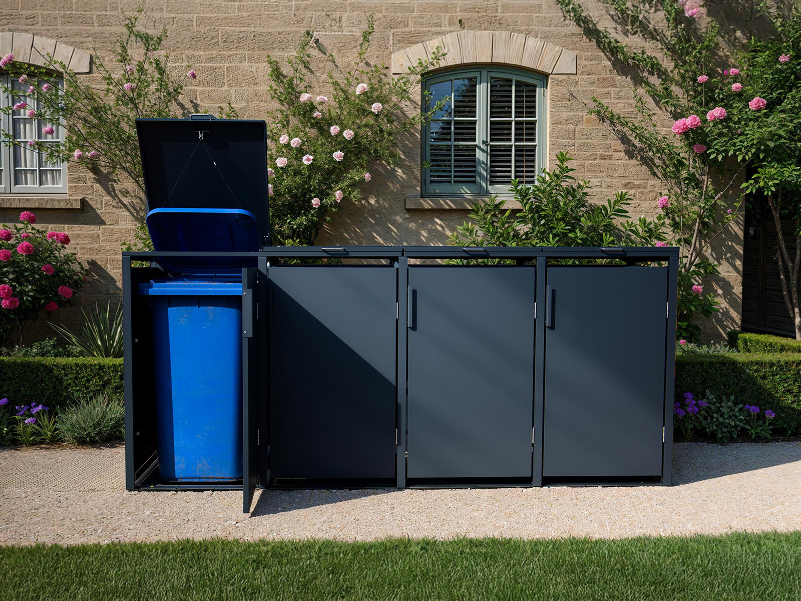 Anthracite Quad Solid Panel Wheelie Bin Storage