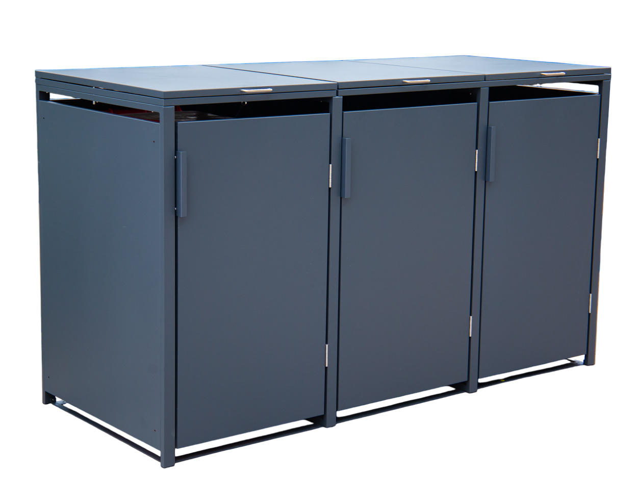 Anthracite Triple Solid Panel Wheelie Bin Storage
