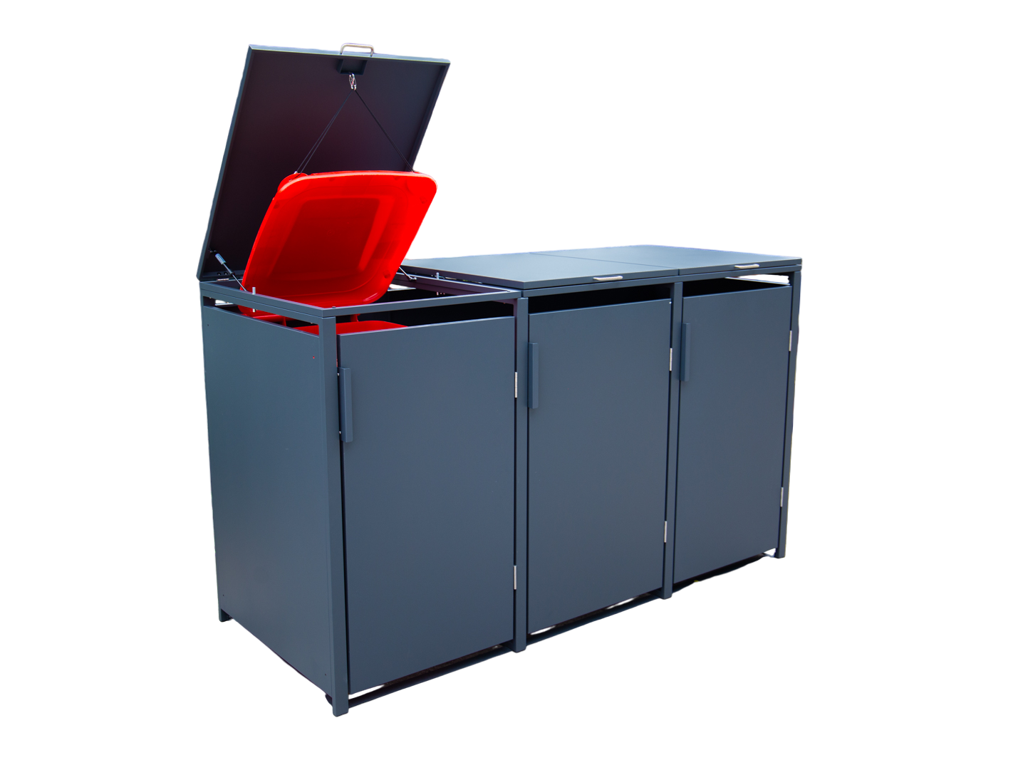 Anthracite Triple Solid Panel Wheelie Bin Storage