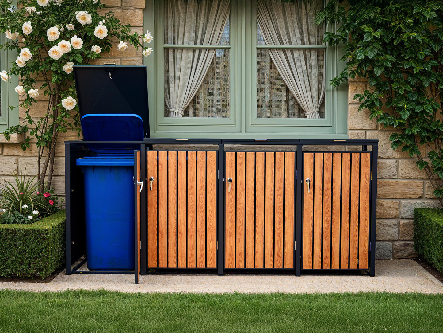Galvanized Steel Wheelie Bin Cover | Quad Set