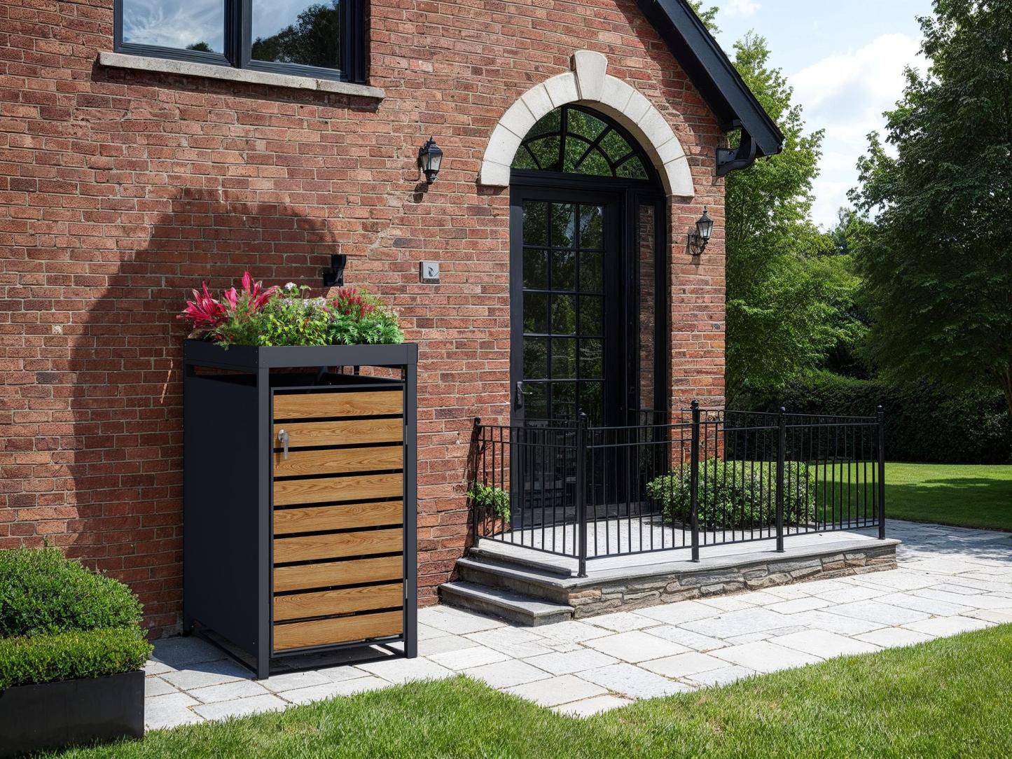 Galvanized Steel Wheelie Bin Cover With Planters | Single