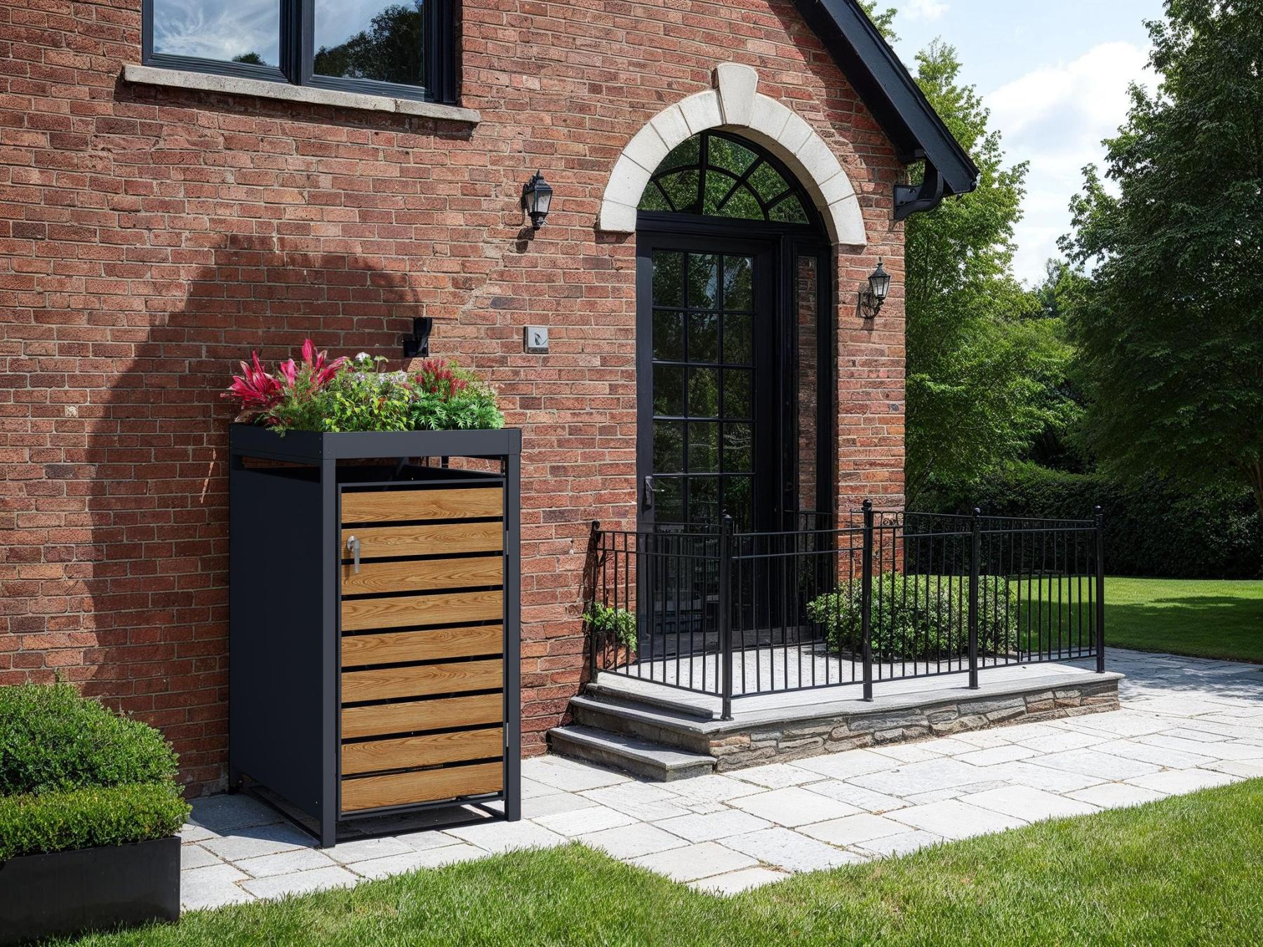 Galvanized Steel Wheelie Bin Cover With Planters | Single