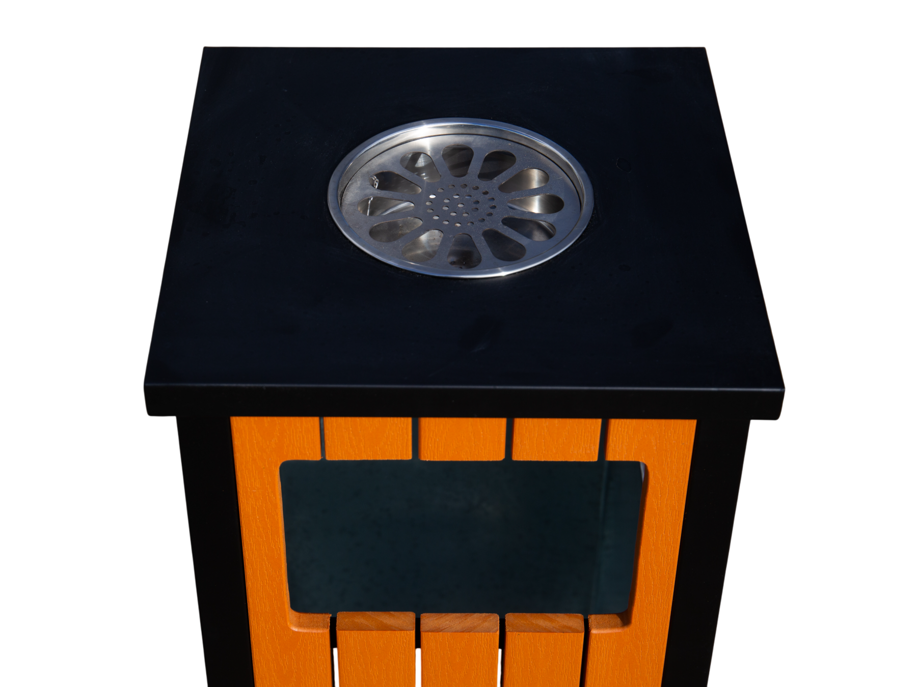Wood Effect Galvanized Steel Outdoor Litter Bin with Ashtray & Hood