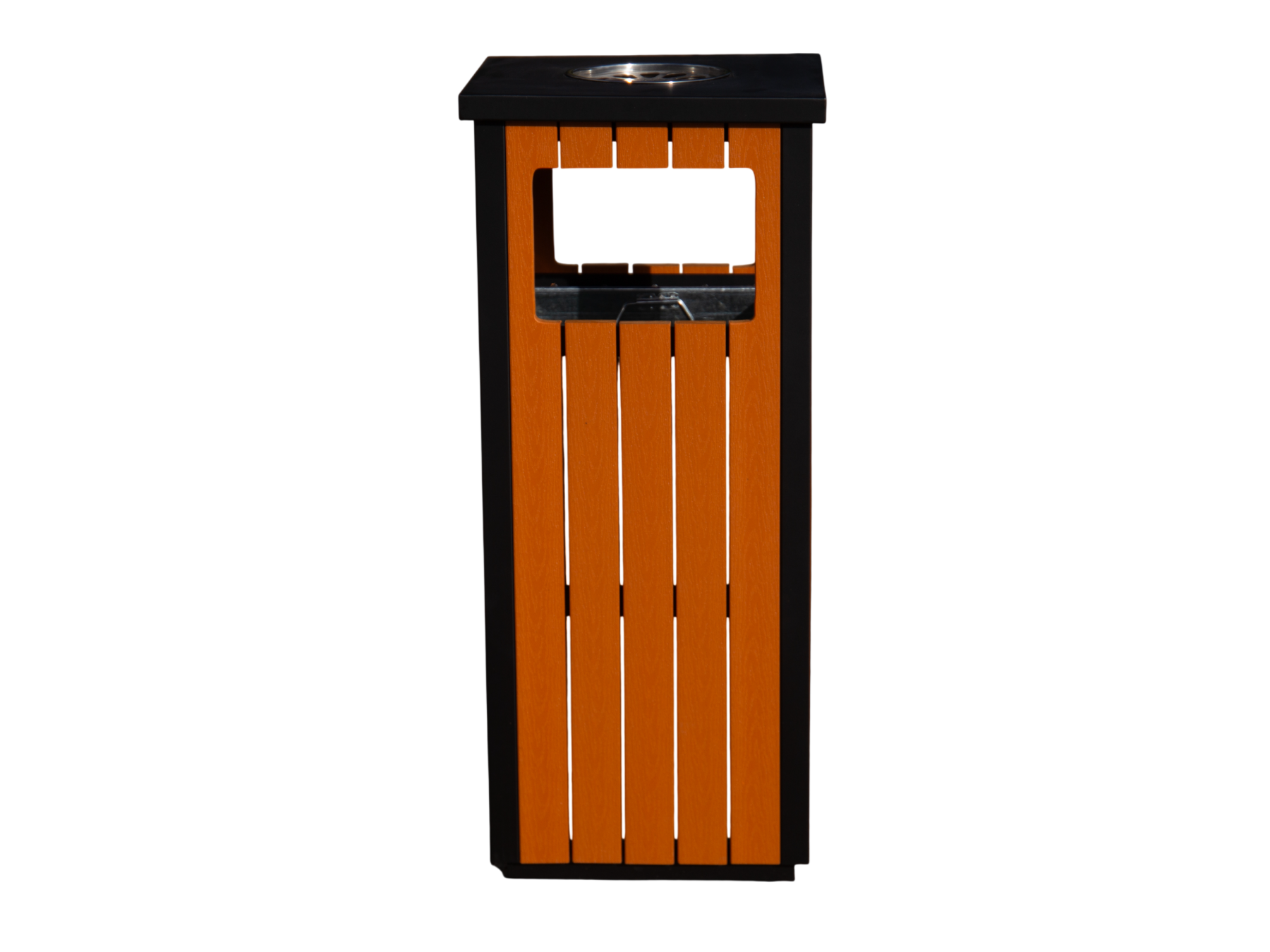 Wood Effect Galvanized Steel Outdoor Litter Bin with Ashtray & Hood