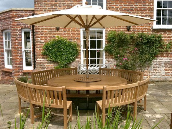 Chunky 2.1m Teak Table and Contour Benches | FSC® Certified-Garden Furniture Centre-HighRange,Tables,Teak,Benches,Outdoor Furniture,Teak Garden Furniture,FSC®,Outdoor Dining-{collection_title}