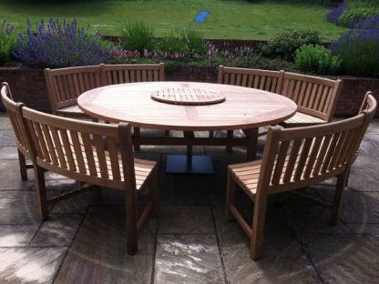 Chunky 2.1m Teak Table and Contour Benches | FSC® Certified