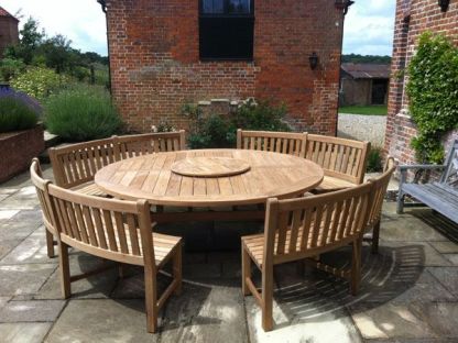 Chunky 2.1m Teak Table and Contour Benches | FSC® Certified