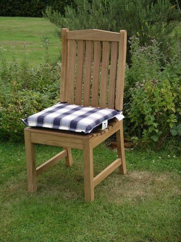 Small Seat Pad Outdoor Cushion - Blue Check