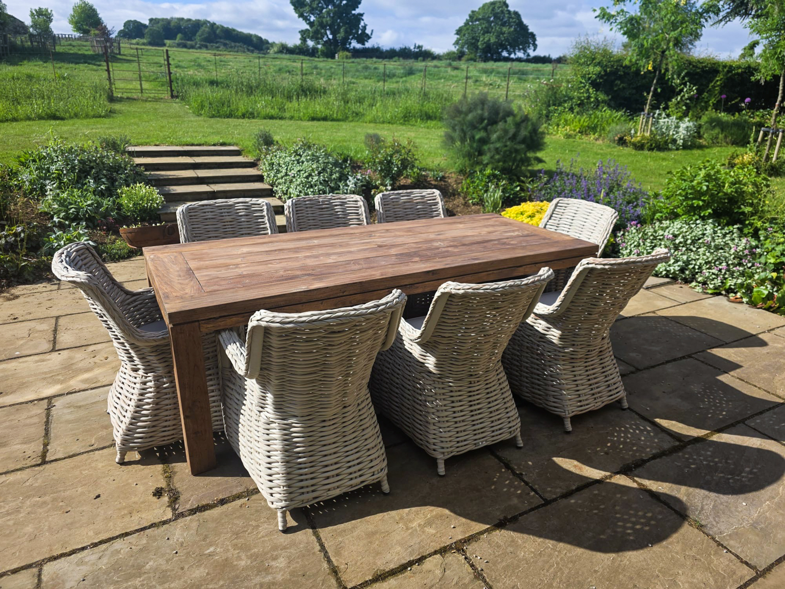 York 8 Chair Dining Set-Garden Furniture Centre-HighRange,Reclaimed Furniture,ere,Rattan,Tables,Dining Set,Information,Rustic Oak Range,Teak,Outdoor Sale,Outdoor Dining,Spring & Summer Sale-{collection_title}
