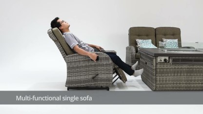 Monte Carlo 5 Piece Rattan Garden Sofa Set with Gas Fire Pit Table