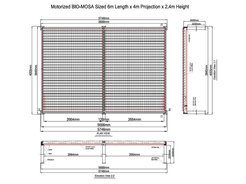 Eclipse 6 X 4m LED Motorised Pergola | Free Standing