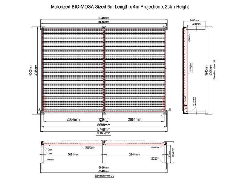 Eclipse 6 X 4m LED Motorised Pergola | Free Standing
