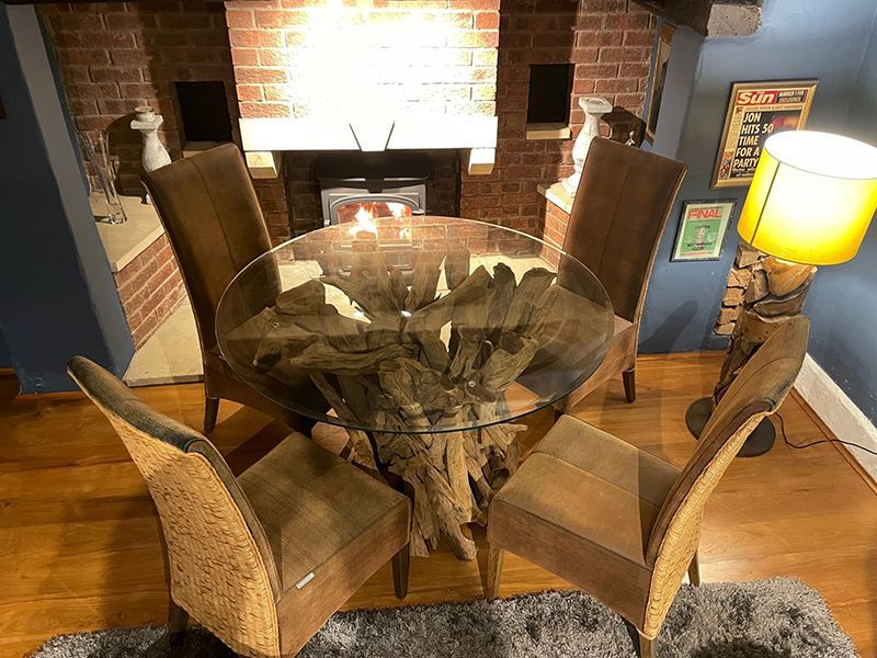 Ace Reclaimed Teak 4 Chair Round Dining Set