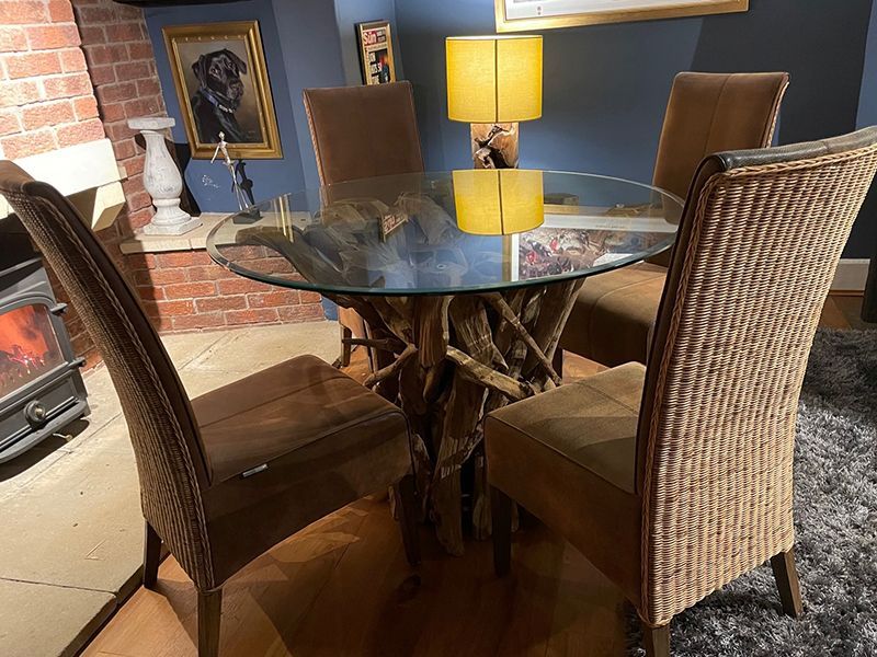 Ace Reclaimed Teak 4 Chair Round Dining Set