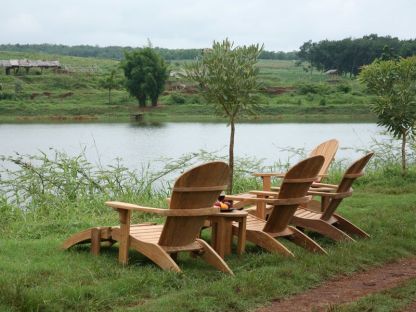 Double Adirondack Chair Set