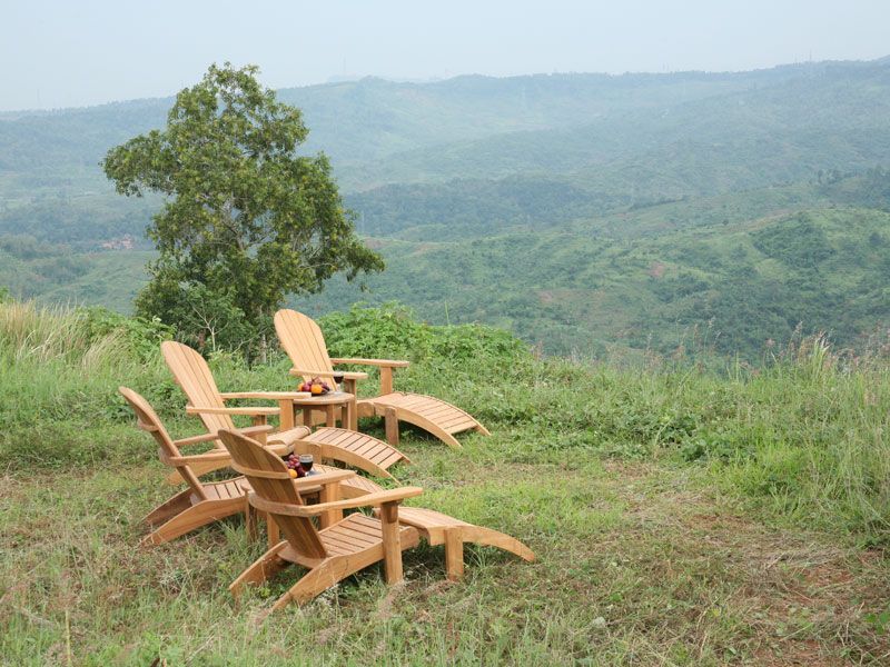 Double Adirondack Chair Set