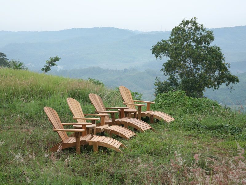 Double Adirondack Chair Set