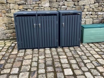 Anthracite Galvanised Steel Wheelie Bin Cover | Triple