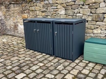 Anthracite Galvanised Steel Wheelie Bin Cover | Triple