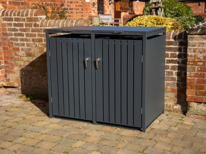 Anthracite Galvanized Steel Wheelie Bin Cover | Double