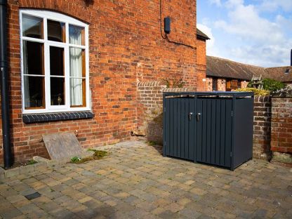 Anthracite Galvanized Steel Wheelie Bin Cover | Double