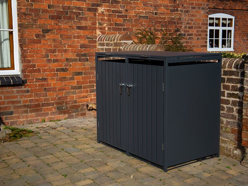 Anthracite Galvanized Steel Wheelie Bin Cover | Double