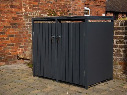 Anthracite Galvanized Steel Wheelie Bin Cover | Double