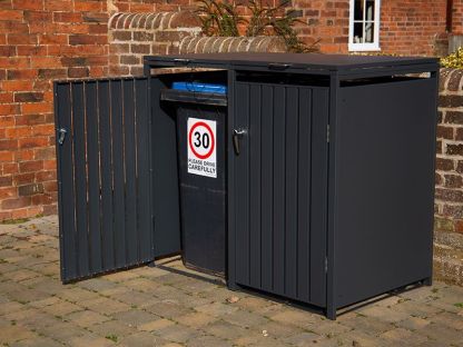 Anthracite Galvanized Steel Wheelie Bin Cover | Double